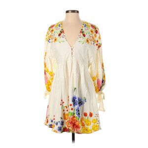 Agua Bendita Ivory Short Dress with Long Sleeves